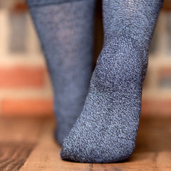 Soft Twisted Yarn Diabetic Crew Socks Heel - Ocean Blue