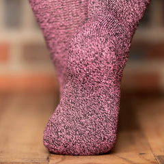Soft Twisted Yarn Diabetic Crew Socks Heel - Raspberry Wine