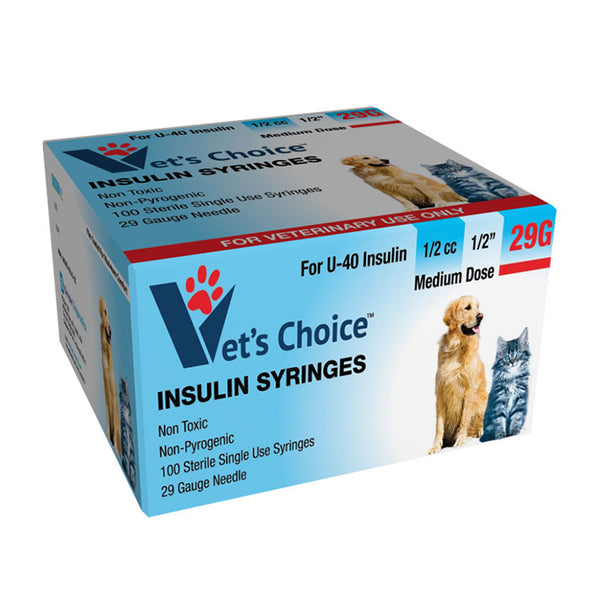 Vet's Choice U-40 Insulin Syringes - 29G 1/2cc 1/2" 100/bx