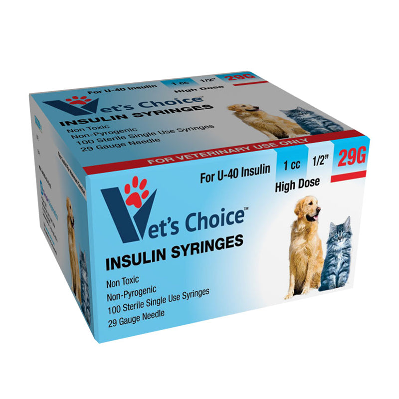 Vet's Choice U-40 Insulin Syringes - 29G 1cc 1/2" 100/bx