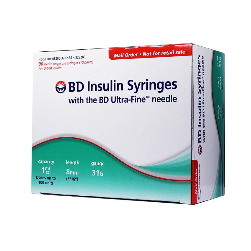 BD Ultra-Fine Needle Insulin Syringes - 31G 1cc 8mm