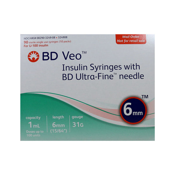 BD Veo Insulin Syringes - 31G 1cc 6mm