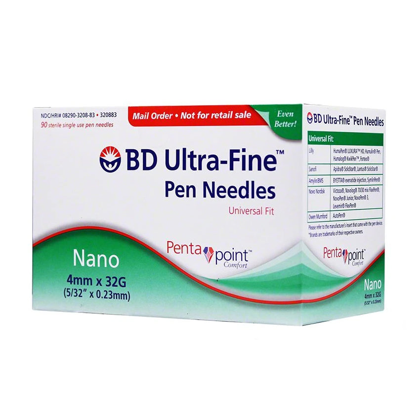 BD Ultra Fine Pen Needles - 32 G 4 mm - BX 90
