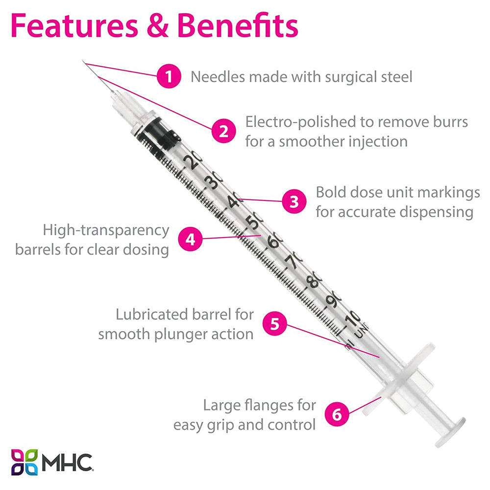 Easy Syringe Injection EasyTouch Insulin Syringes - 27G 1cc 5/8