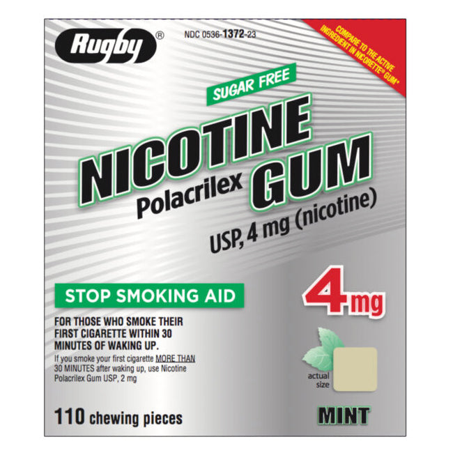 Rugby Sugar Free Nicotine Polacrilex Gum - 4mg - Mint - 110 Pieces
