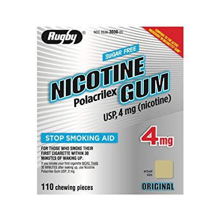 Rugby Sugar Free Nicotine Polacrilex Gum - 4mg - Original - 110 Pieces