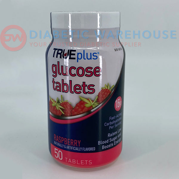 TRUEplus Glucose Tablets, Raspberry 50 ct