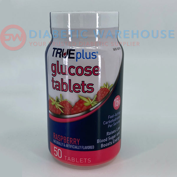 TRUEplus Glucose Tablets - Raspberry 50 ct